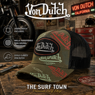 Gorra Von Dutch Cafe 12 verde oliva y negra estilo trucker - imagen editorial propia de THE SURF TOWN