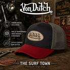 Gorra Von Dutch CB Terry 21 con visera roja y malla trasera - imagen editorial propia de THE SURF TOWN