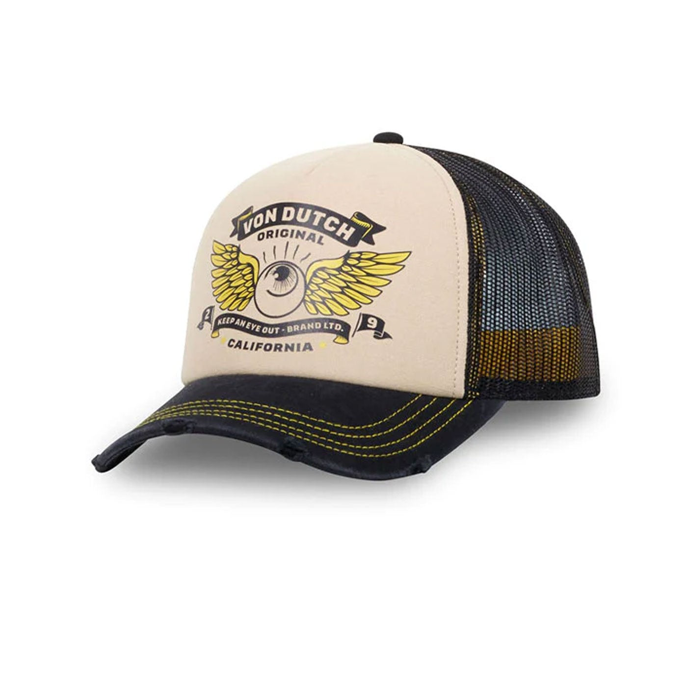 Gorra Von Dutch Crew 15 trucker con diseño vintage California con alas, malla trasera y visera curva