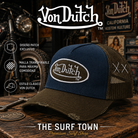 Gorra Von Dutch Used 14 azul marino y verde estilo trucker - imagen editorial propia de THE SURF TOWN