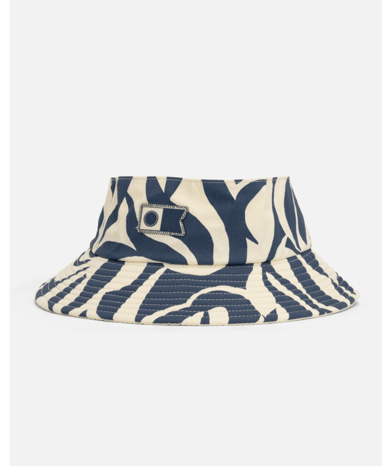 Gorro Salty Crew Ray Days Visor Indigo para mujer con estampado tropical, ala ancha y protección solar para playa y verano