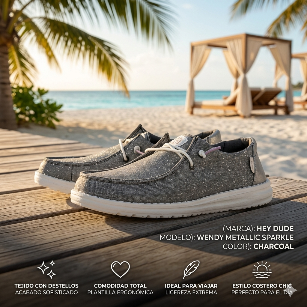 zapatills hey dude para mujer de brilli brilli color gris charcoal
