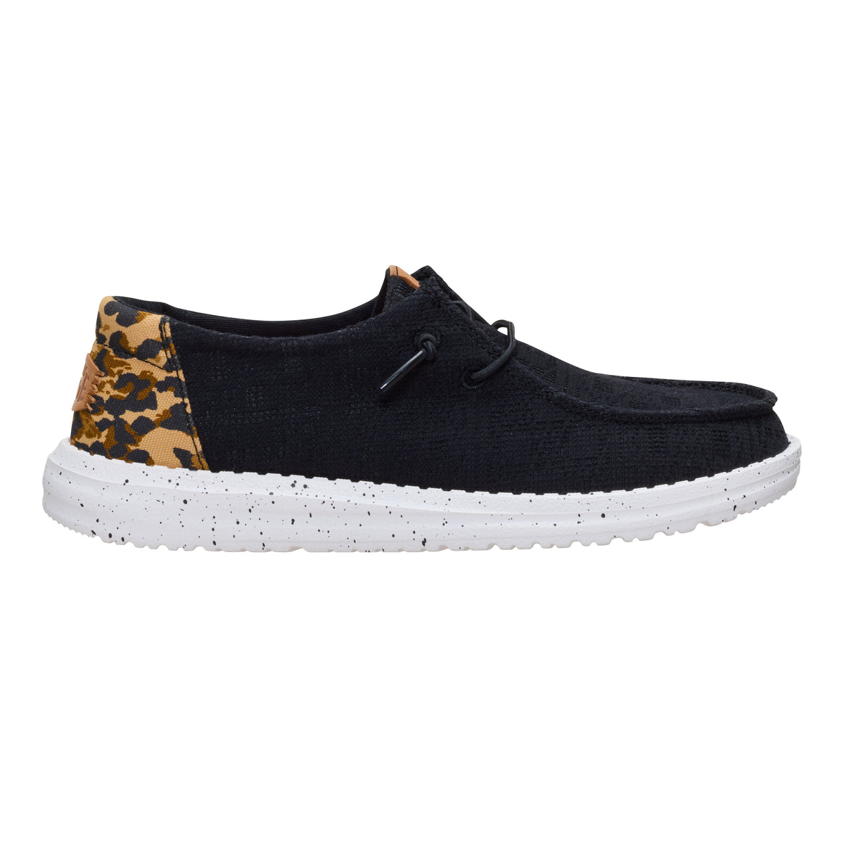 HEYDUDE Wendy Wildcat Black Leopard de mujer, vista lateral derecha