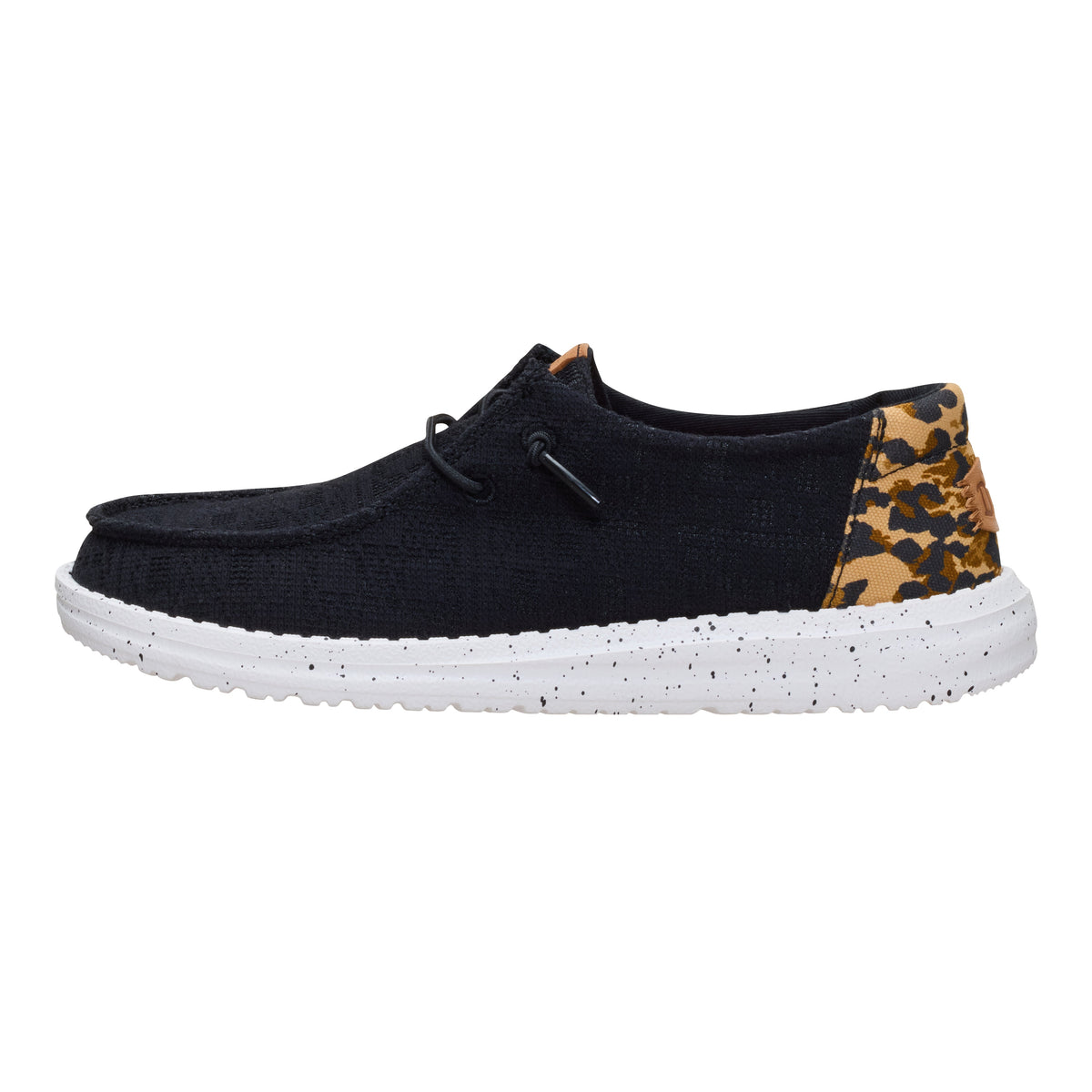 HEYDUDE Wendy Wildcat Black Leopard de mujer, vista lateral izquierda