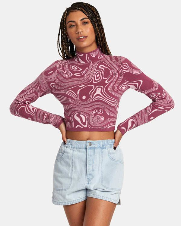 Jersey RVCA Apres Mulberry para mujer jersey de punto con estampado gráfico