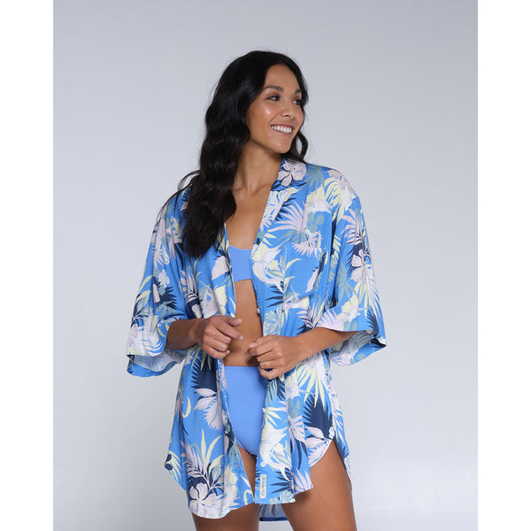 Blusa Kimono Salty Crew Desert Island Cover Up Bahama Blue