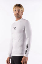Licra Rip Curl Waves UPF50 Performance White LS para hombre con protección solar UPF50+ ideal para surf, paddle surf y actividades acuáticas
