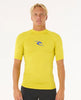licra RIP CURL hombre amarilla UPF 50 surf manga corta protección solar cómoda