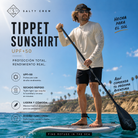Licra Salty Crew Tippet Sunshirt UPF+50 Natural practicando paddle surf en un día soleado con protección solar
