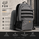 Mochila Fox Legion Backpack Grey en fotografía editorial propia de THE SURF TOWN con diseño técnico, gran capacidad y estilo deportivo para uso diario, viajes y aventura