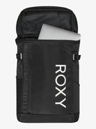 Mochila ROXY Tasia Black negra con logo vertical y compartimento para portátil