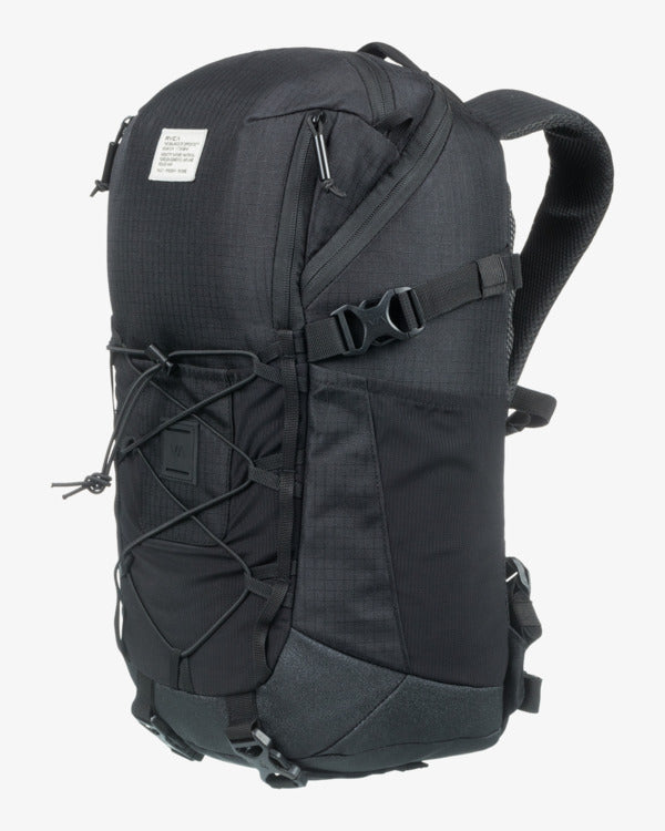 Mochila RVCA Daypack Black mochila técnica negra con cordaje frontal para uso diario y viajes