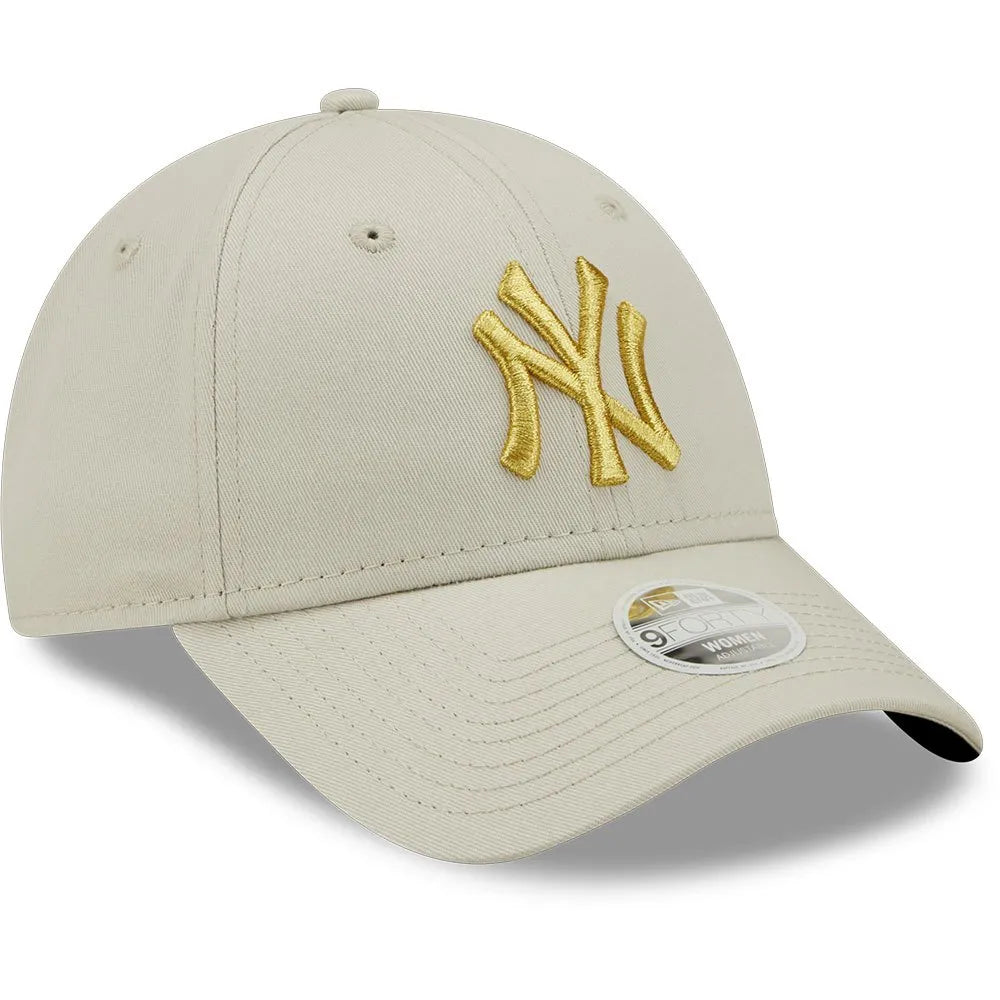 Gorra New Era New York Yankees Metallic Logo 9FORTY Beige Gold