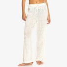 Pantalón ROXY Mood Moving Egret mujer crochet blanco hueso pata ancha estilo boho verano