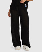 Pantalón RVCA Fade Holiday Black para mujer de punto negro con corte holgado