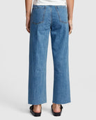 Pantalón vaquero RVCA Holli True Blue para mujer de corte recto en denim azul