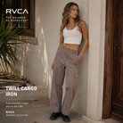 Pantalón Rvca Twill Cargo Iron marrón topo estilo surfwear premium para mujer