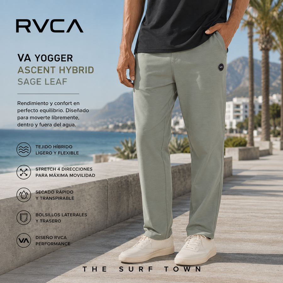 Pantalón Rvca VA Yogger Ascent Hybrid Sage Leaf en vídeo