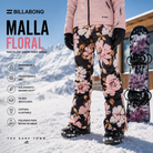 Pantalón Snow Billabong Malla Floral en fotografía editorial propia de THE SURF TOWN, pantalón de snowboard para niña con estampado floral, protección impermeable y estilo premium para nieve