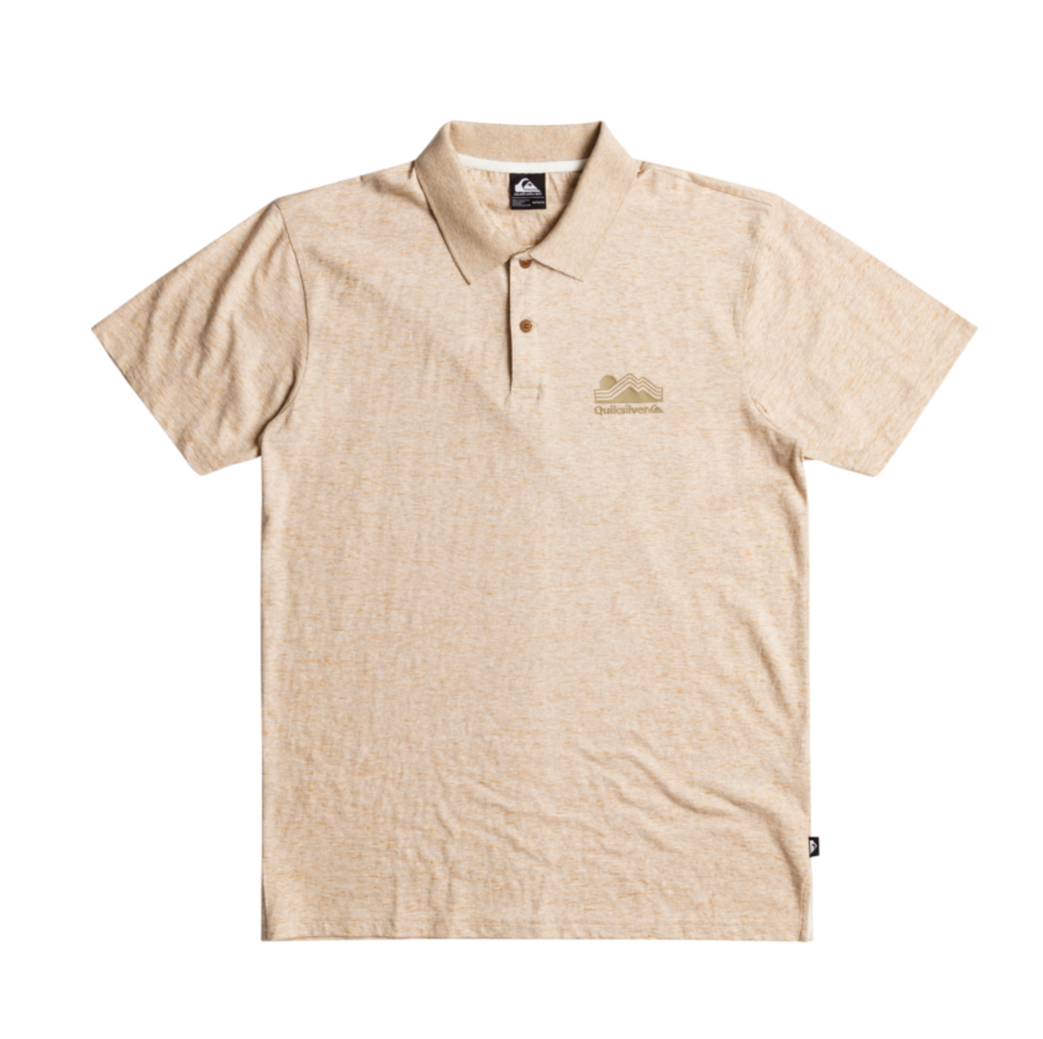 Polo QUIKSILVER Karakin Tech Birch hombre beige jaspeado algodón manga corta