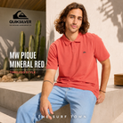 Polo Quiksilver MW Pique Mineral Red para hombre en color rojo coral con logo bordado