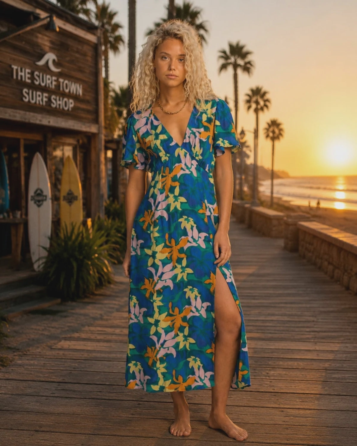 Billabong Jet Set Aqua Floral Dress