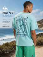 Camiseta Quiksilver Curve Palm Blue Haze estilo surf lifestyle premium para hombre