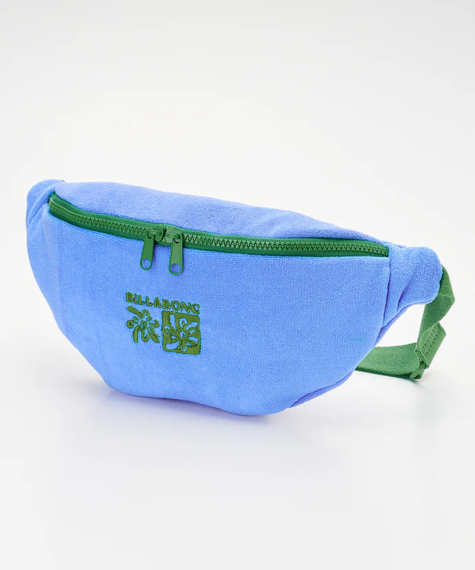 Riñonera BILLABONG Long Weekend True Blue azul con cremallera verde estilo surf