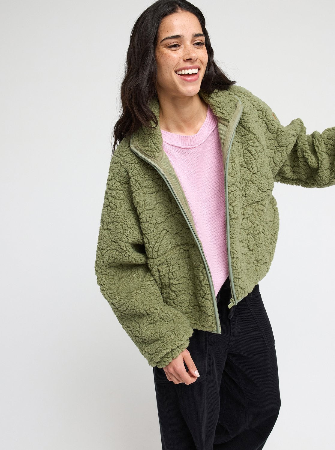 Chaqueta Polar Roxy Blurry Cloud - Verde (Oil Green Outline) - imagen oficial principal