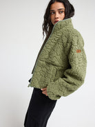 Chaqueta Polar Roxy Blurry Cloud - Verde (Oil Green Outline) - imagen oficial, vista 2