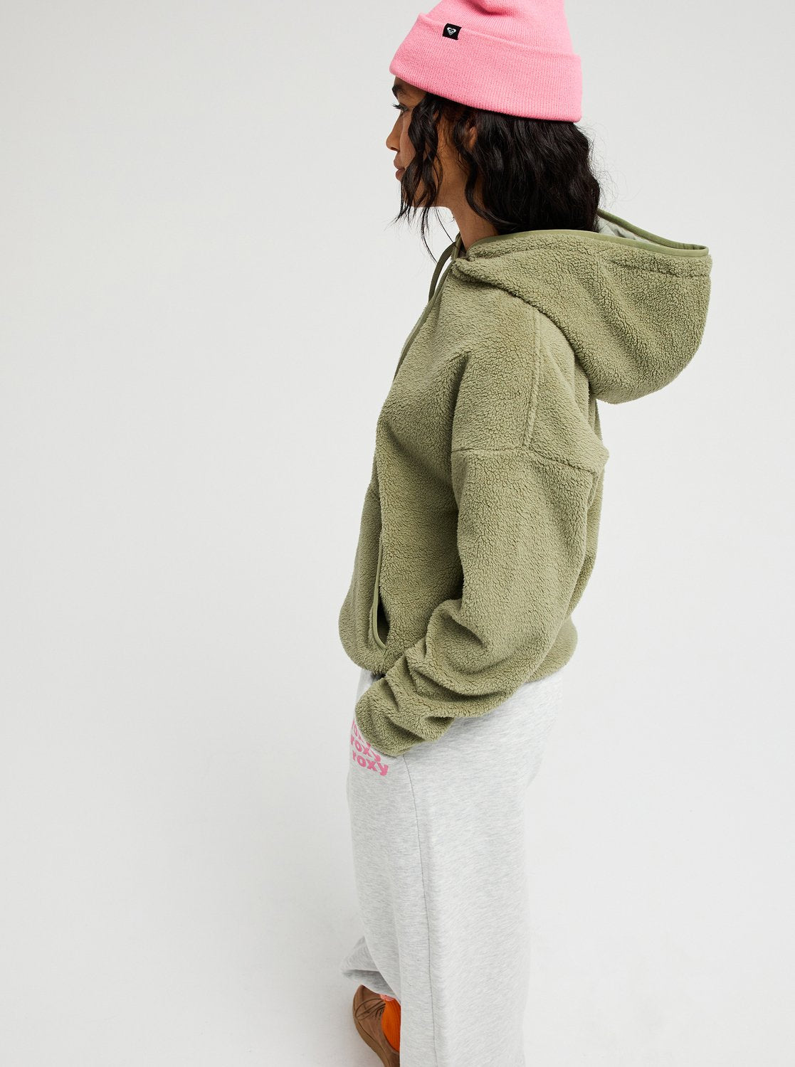 Sudadera Sherpa Roxy Cool Calling - Verde (Oil Green) - imagen oficial, vista 2