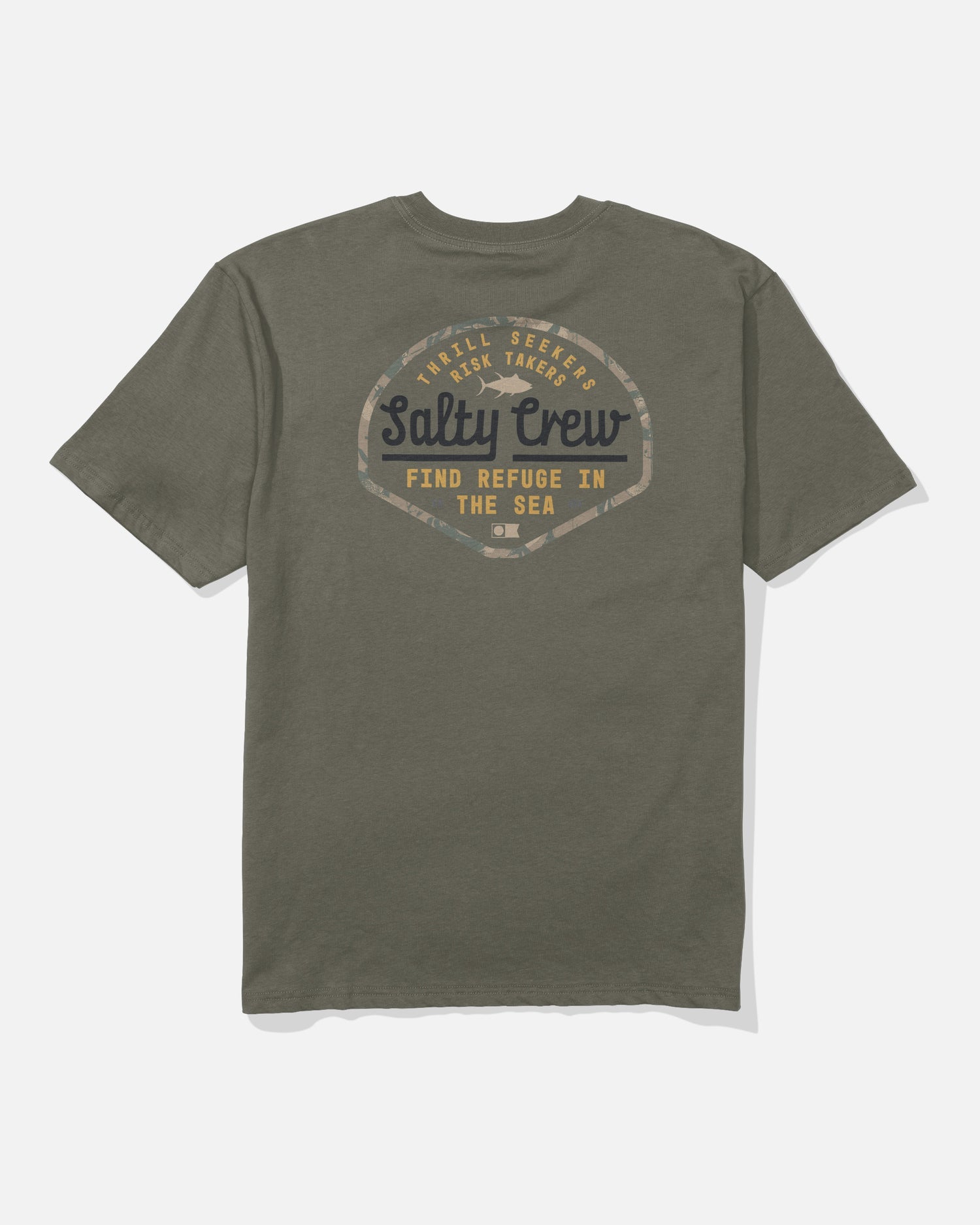 Camiseta Salty Crew Border Fill Classic Tee Dusty Olive vista trasera oficial