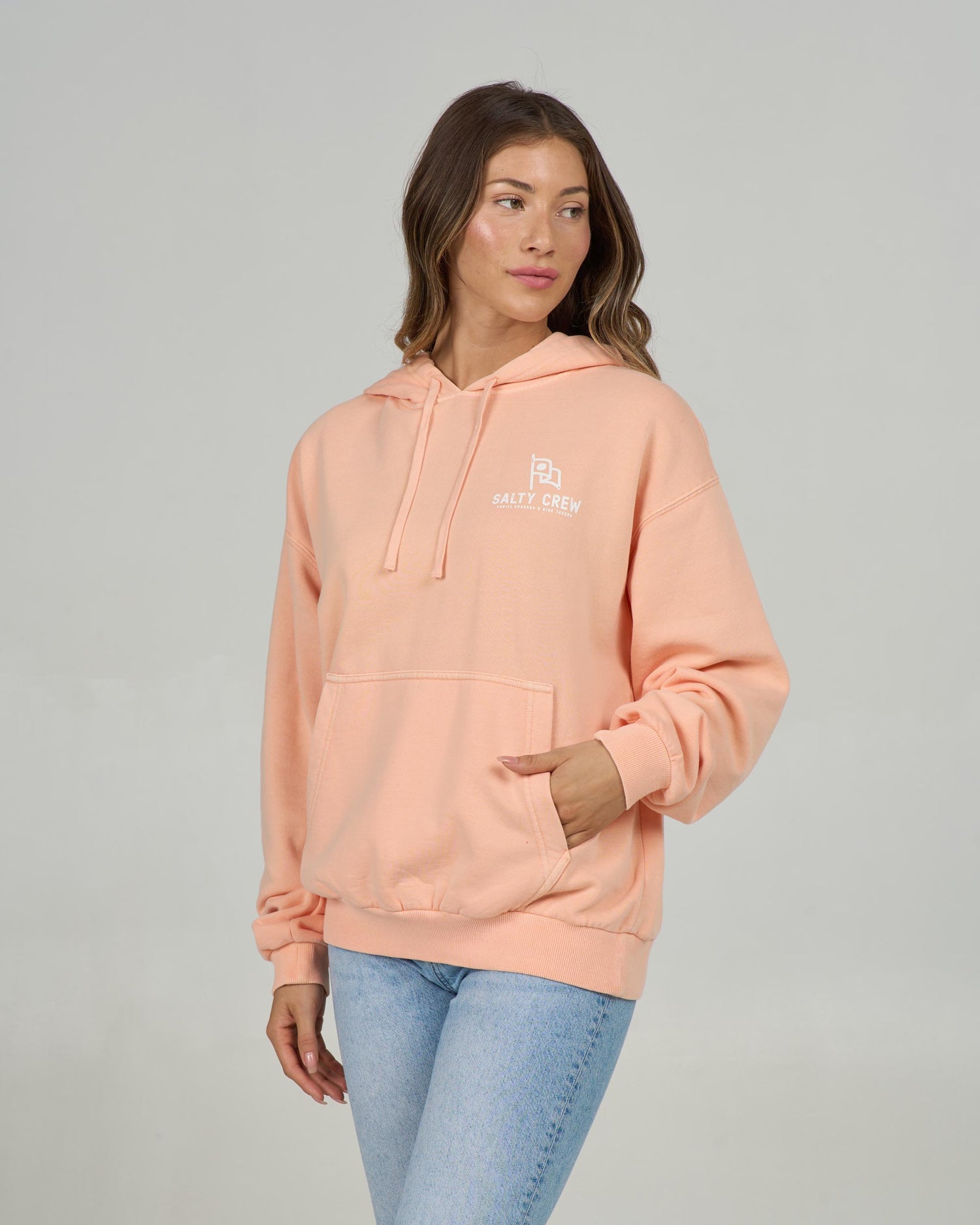 Sudadera Salty Crew Flying High Hoody Apricot vista frontal oficial