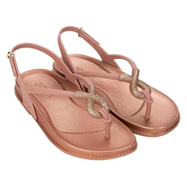 Sandalias Grendha Musa Sand Nude mujer con tiras brillantes cruzadas y cierre al tobillo elegantes para verano