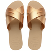 Sandalias Havaianas Aqua Metallic Golden doradas con tiras cruzadas y suela cómoda para mujer