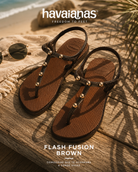 Sandalias Havaianas Flash Fusion Brown para mujer en escena beach lifestyle premium