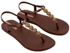 Sandalias IPANEMA Class Easy On Glow marrones con detalles glitter dorados para mujer