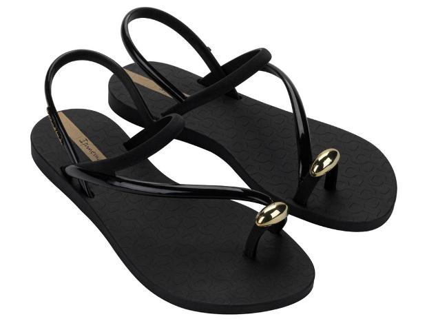 Sandalias IPANEMA Glam Ring negras con aro metálico para mujer