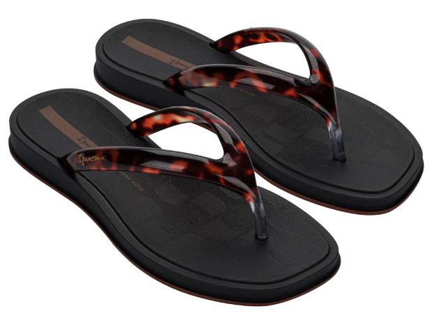 Sandalias IPANEMA Glow Trendy AD negras con tiras efecto tortuga para mujer