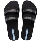 Sandalias Ipanema Mesh Slide Fem mujer negras con detalles azules tipo pala cómodas para verano
