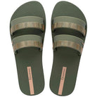 Sandalias Ipanema Mesh Slide Fem mujer verde y beige tipo pala cómodas para verano