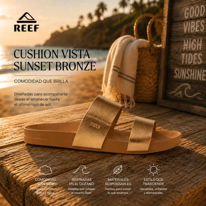 Sandalias Reef Cushion Vista Sunset - Bronce (Bronze)