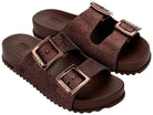 Sandalias ZAXY Partner New AD coffee con acabado glitter y doble hebilla para mujer