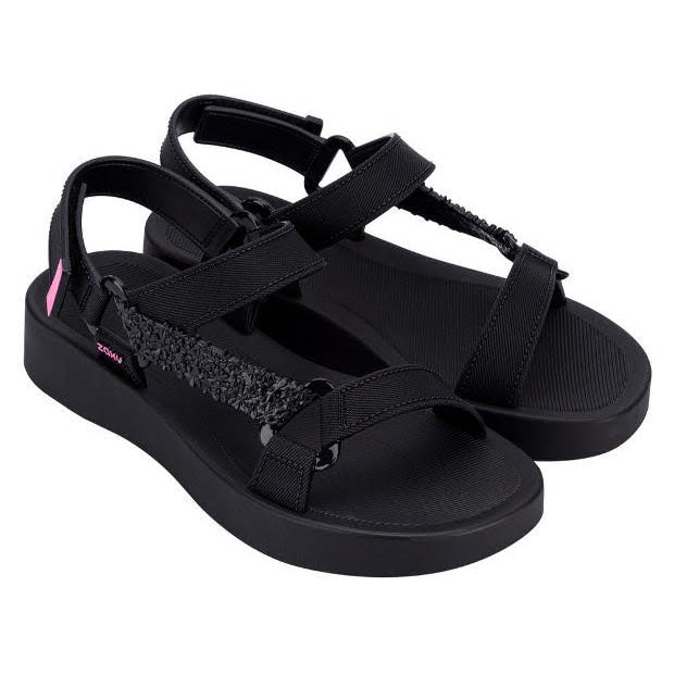 Sandalias Zaxy Primavera Papete AD Black mujer negras con tiras cruzadas cómodas anatómicas verano