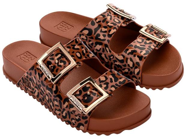 Sandalias ZAXY Partner New AD con estampado animal print en tonos marrones para mujer