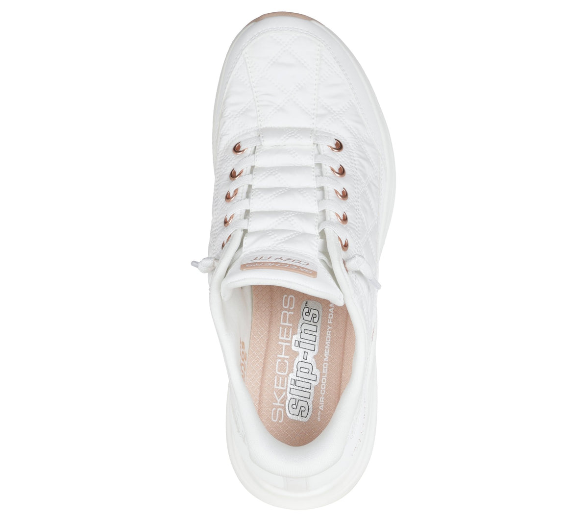 Zapatillas Skechers Slip-ins Contour Foam Cozy Fit Golden Hour White/Rose Gold, vista superior e interior