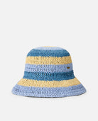 Gorro Rip Curl Crochet Blue Natural tipo bucket de crochet en tonos azul y natural para playa, verano y estilo surf lifestyle