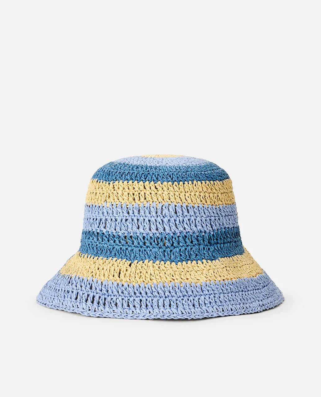 Gorro Rip Curl Crochet Blue Natural tipo bucket de crochet en tonos azul y natural para playa, verano y estilo surf lifestyle