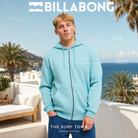 Sudadera Billabong Arch Blue Haze para hombre con capucha y cremallera, imagen editorial de THE SURF TOWN