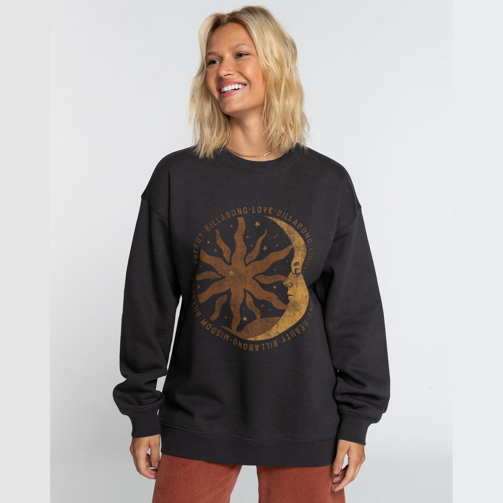 Sudadera Oversize Billabong Ride In Negra Mujer